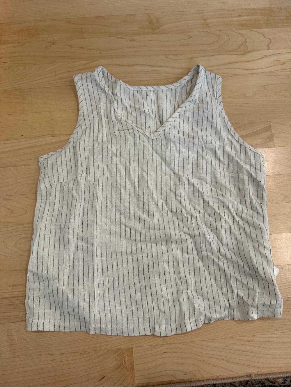 Striped V-Neck Sleeveless Tank Top with Stripes